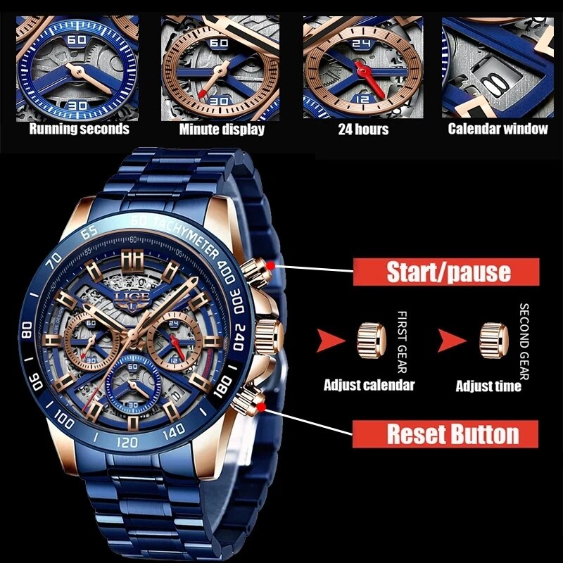 LIGE 2024 New Men Watch Top Br - Luxury Watch Investment ulasan dan harga